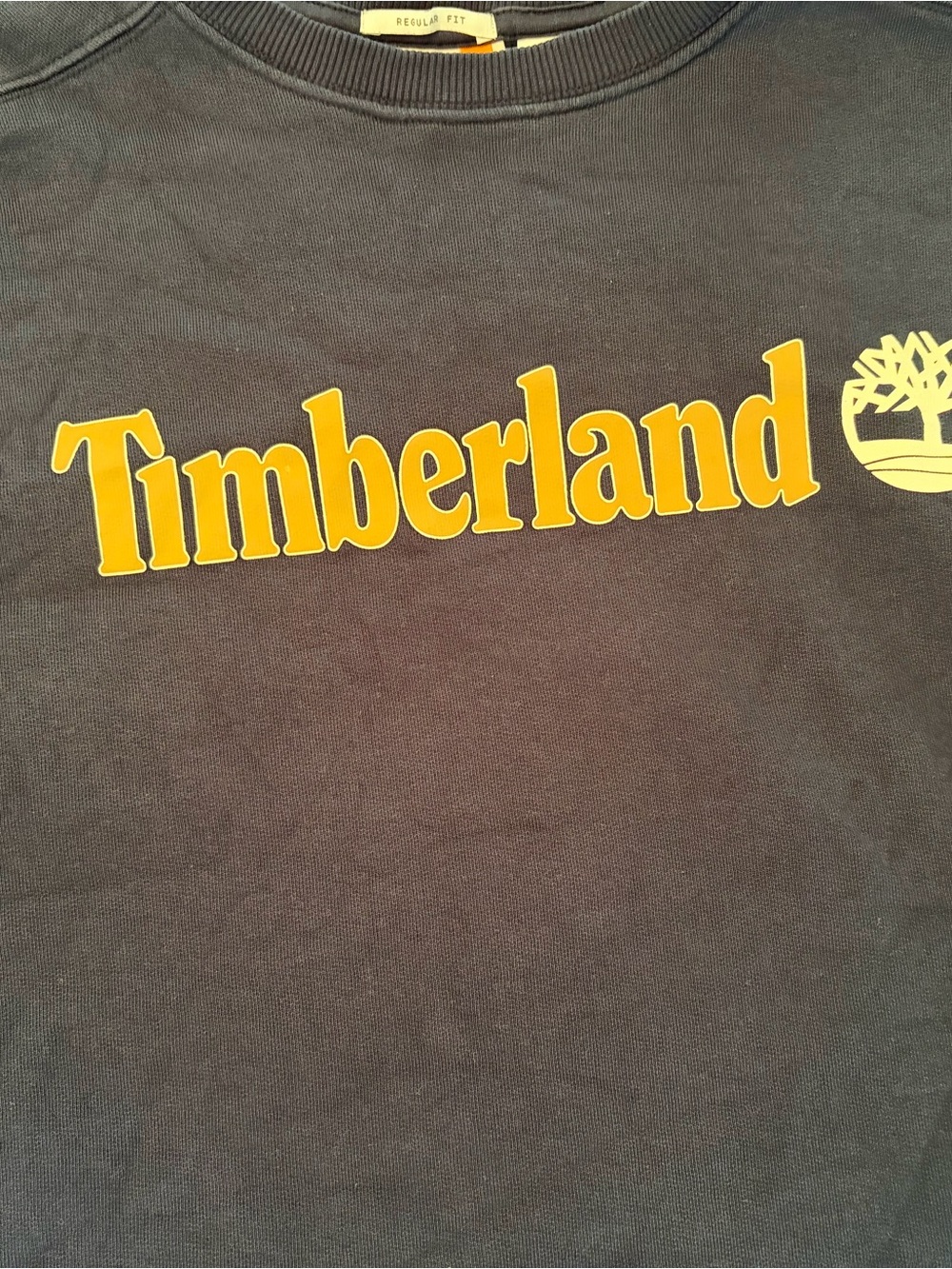 Timberland Mens Navy Sweatshirt with Yellow Logo